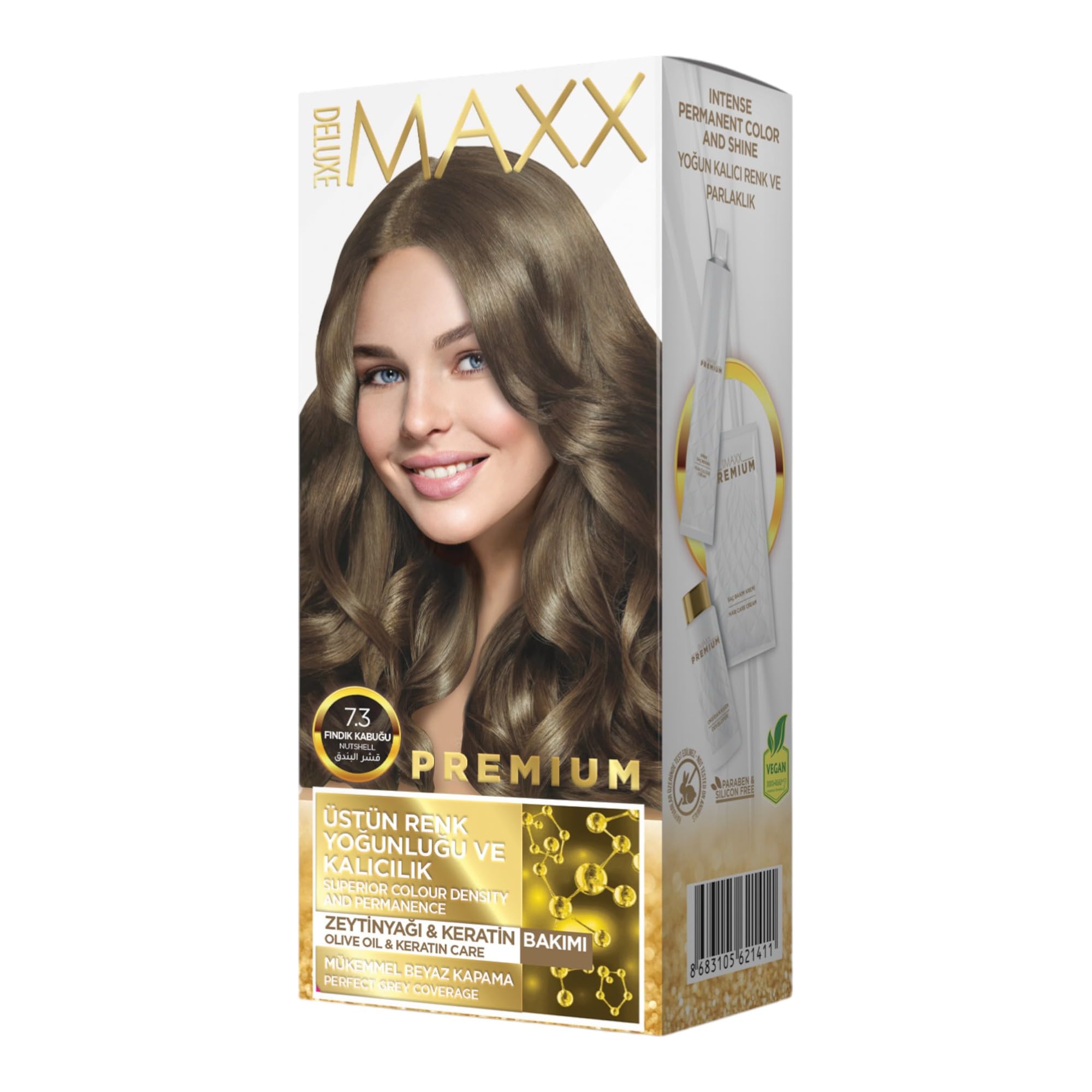 Maxx Deluxe Premıum Yarı Kit Set Saç Boyası 7.3 Fındık Kabuğu