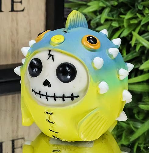 Miniatura 2 de Ebros Gift Peludo Huesos Puffington Fugu hinchado pez globo océano esqueleto figura 2 pulgadas H Furrybones hinchado pez acuático criatura marina