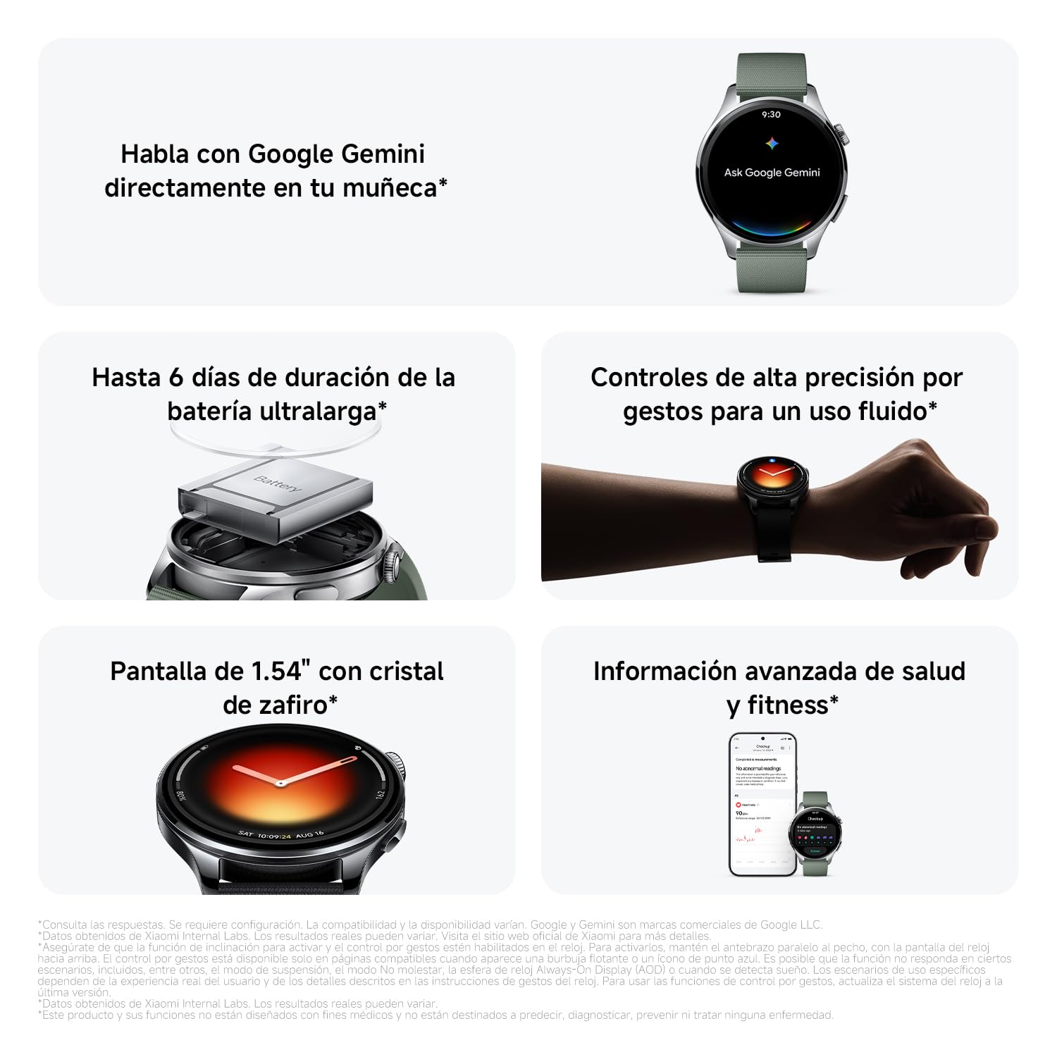 XIAOMI Watch 5 Smartwatch 47 mm, Google Wear OS, pagos NFC, AI con Gemini, Pantalla de 1,54”, hasta 6 días de autonomía, GPS y Seguimiento Fitness, Bluetooth, Solo para Android, Verde