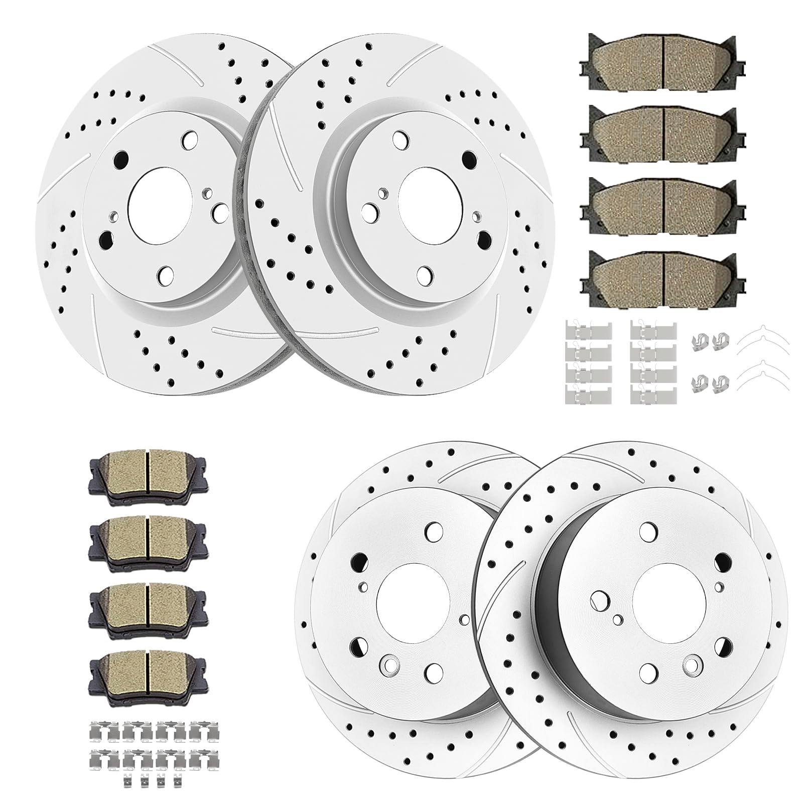 Acinoparts Drilled and Slotted Brake Rotors Kit for Toyota/Lexus