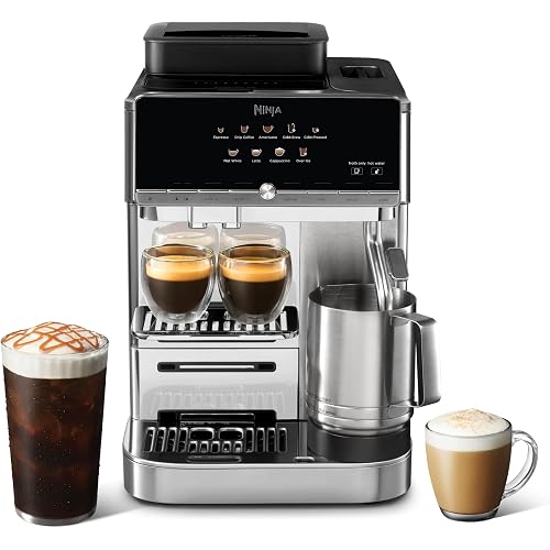 Ninja AutoBarista Fully Automatic Espresso Machine | 10 One Touch Hot & Iced Drink Options, Built-in Coffee Grinder, Milk Frother | Easy Self-Clean | Latte, Cappuccino, Cold Brew – AE1001