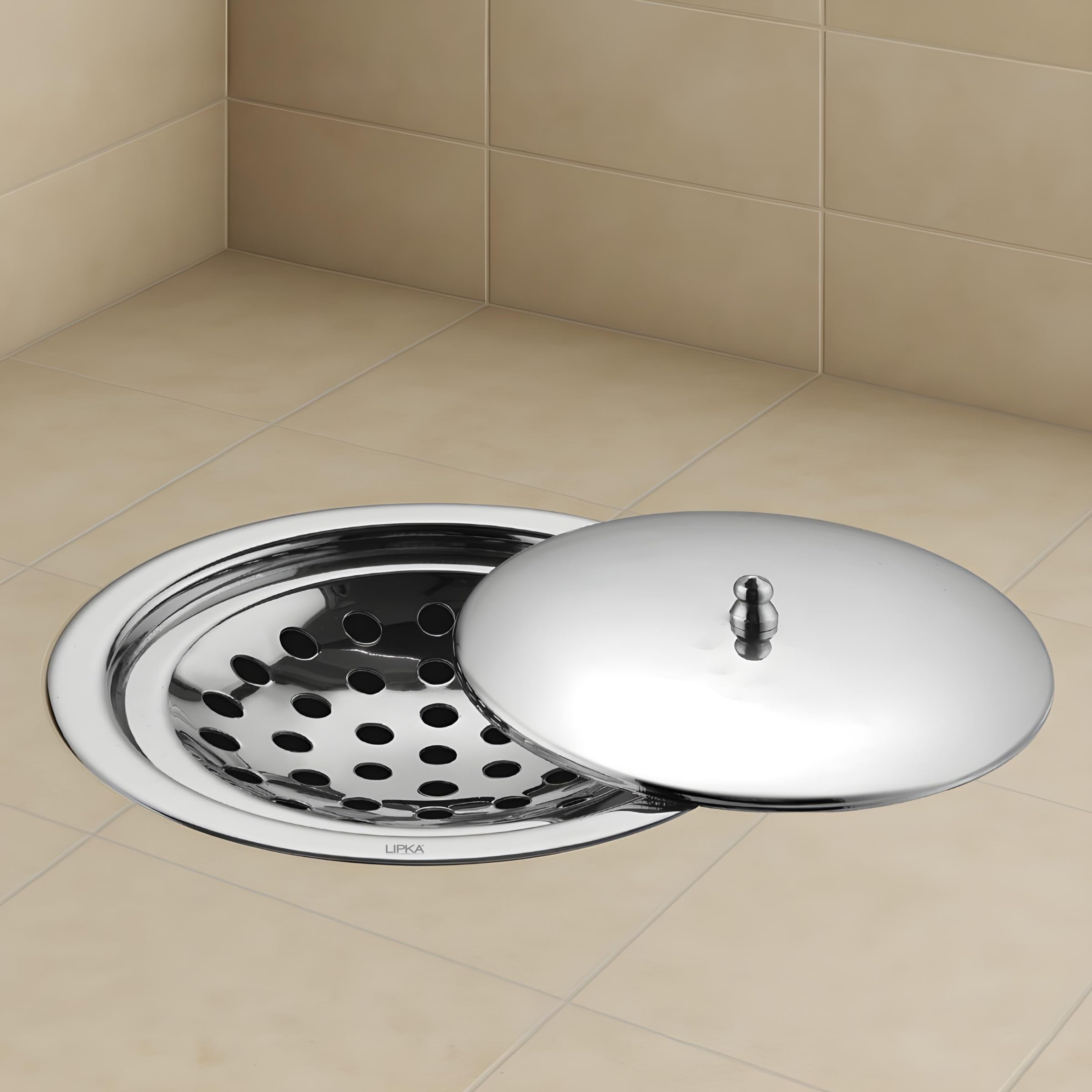 LIPKA 5-Inch Round Floor Drain with Lid | Premium Stainless Steel Bathroom Floor Drainer Cover | Shower Drain Trap for Kitchen, Balcony, Toilet, Bathoom | Anti-Clog, Rust-Resistant, Heavy-Duty-picture-0