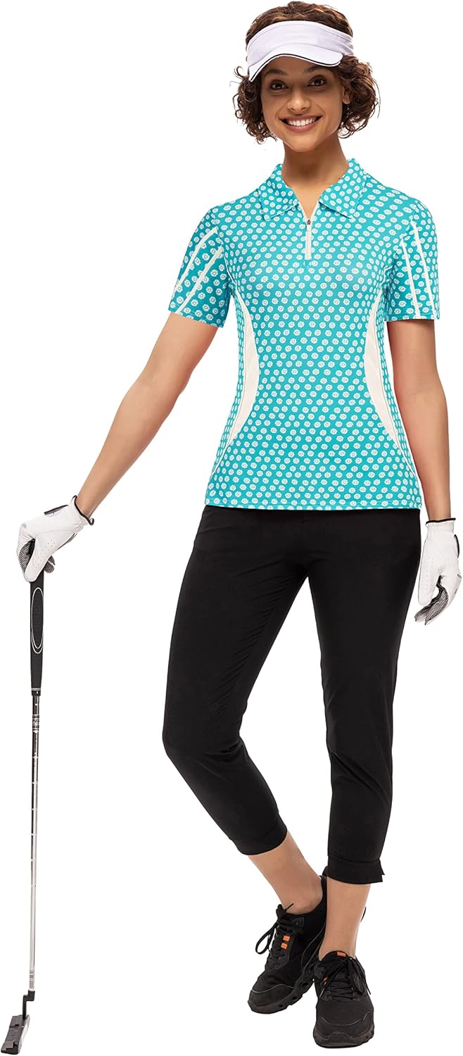 JACK SMITH Womens Golf Polo Shirts Short Sleeve Dry Fit Tennis Shirts with Zipper Activewear Polos S-XXL : Clothing, Shoes & Jewelry