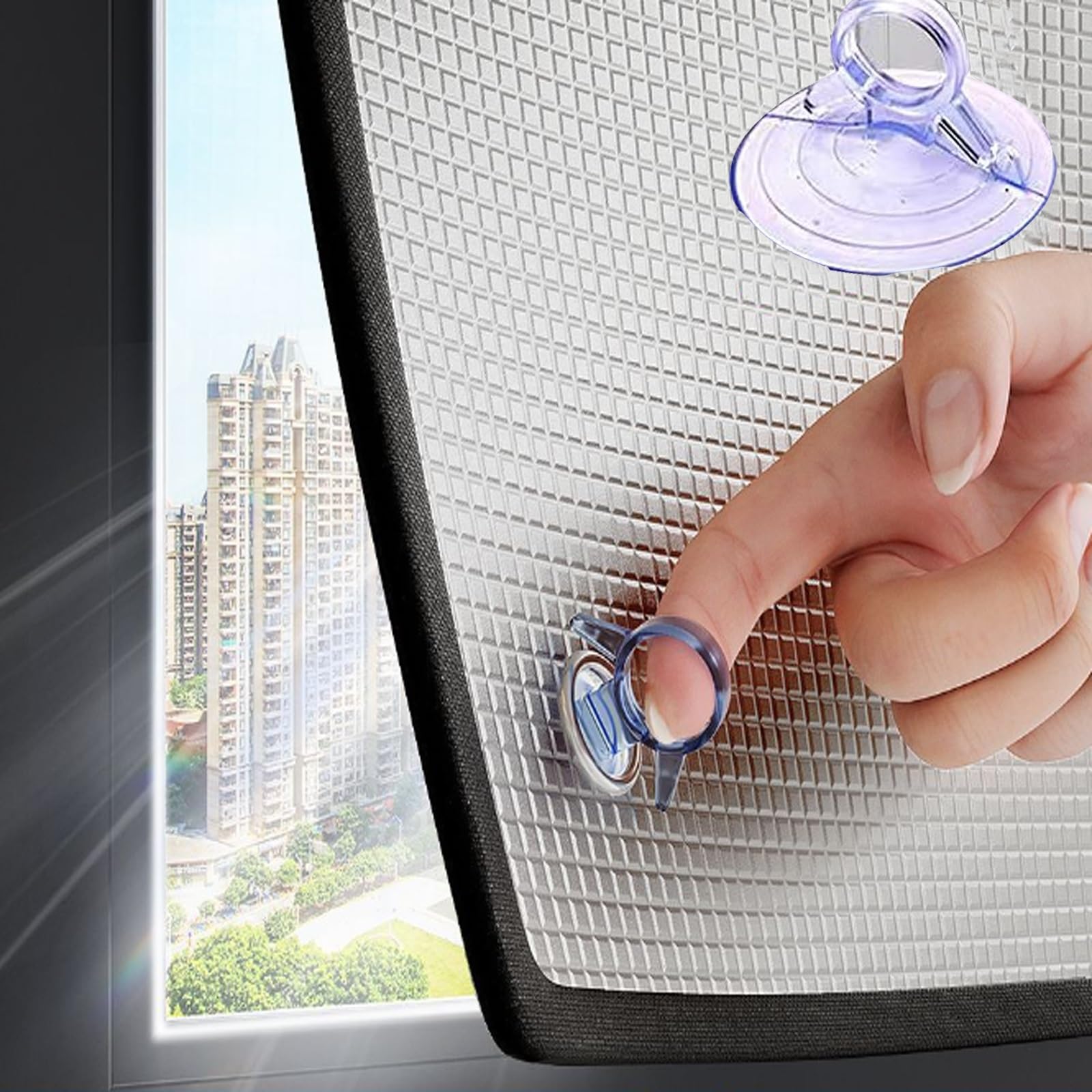 Reflektierende Verdunklungs Folie,Blendschutzfolien Zur Wärmedämmung,Kühlende Sichtschutzfolie Für Fenster,Anti-Uv-Statik-Folie,7Mm Dick,Alufolienfolie Mit Saugnäpfen(Farbe:4pcs,Größe:130x100cm)