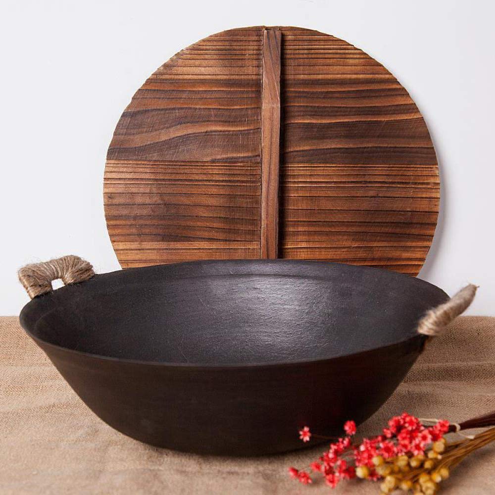 YNIYUJKL Cast Iron Wok Pan Household Double-Ear Large Iron Pot Old-Fashioned Round Bottom Gas 40Cm Multipurpose Pot,34Cm-38Cm,40Cm,32cm