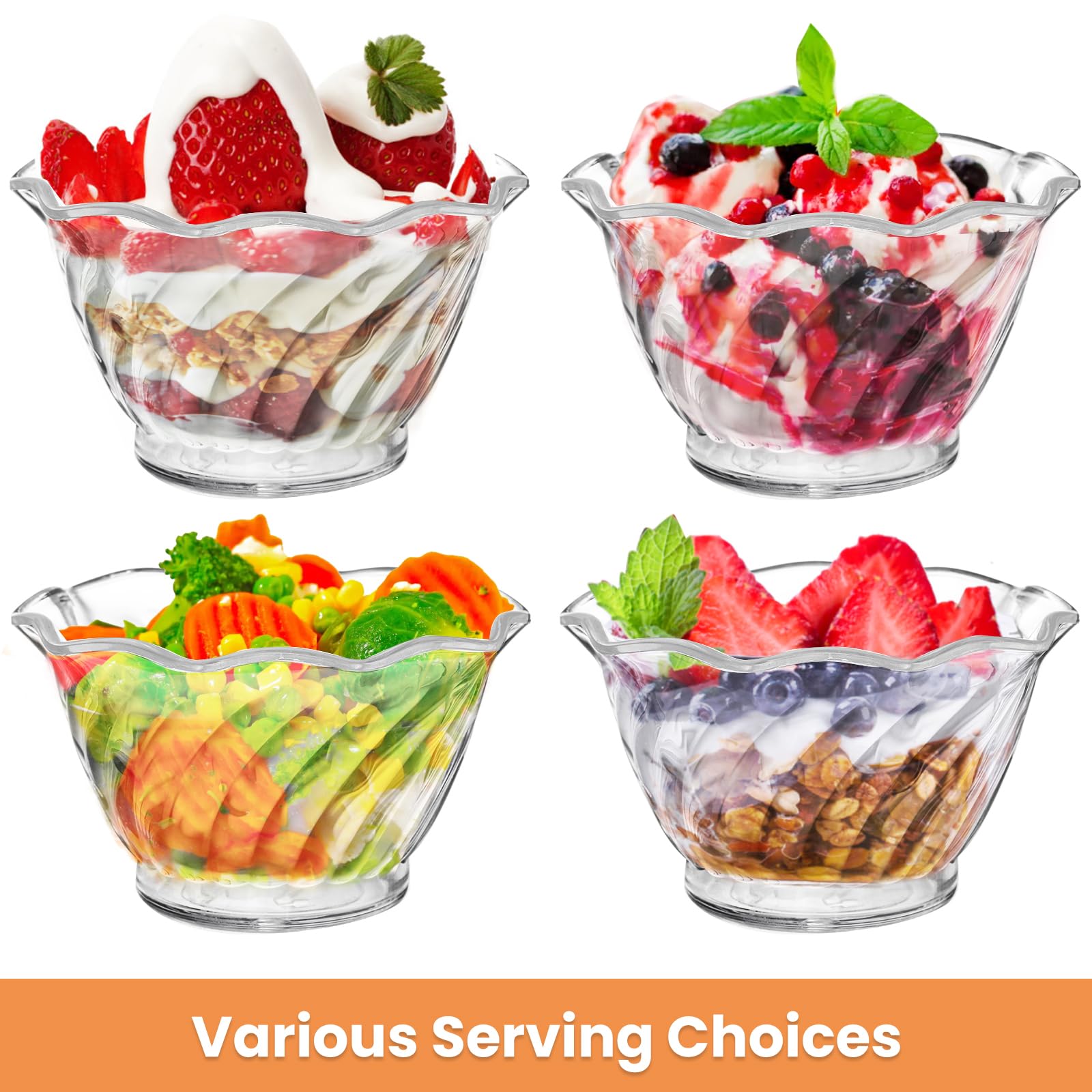 Amazon.com: Elsjoy Set of 12 Plastic Reusable Dessert Bowls