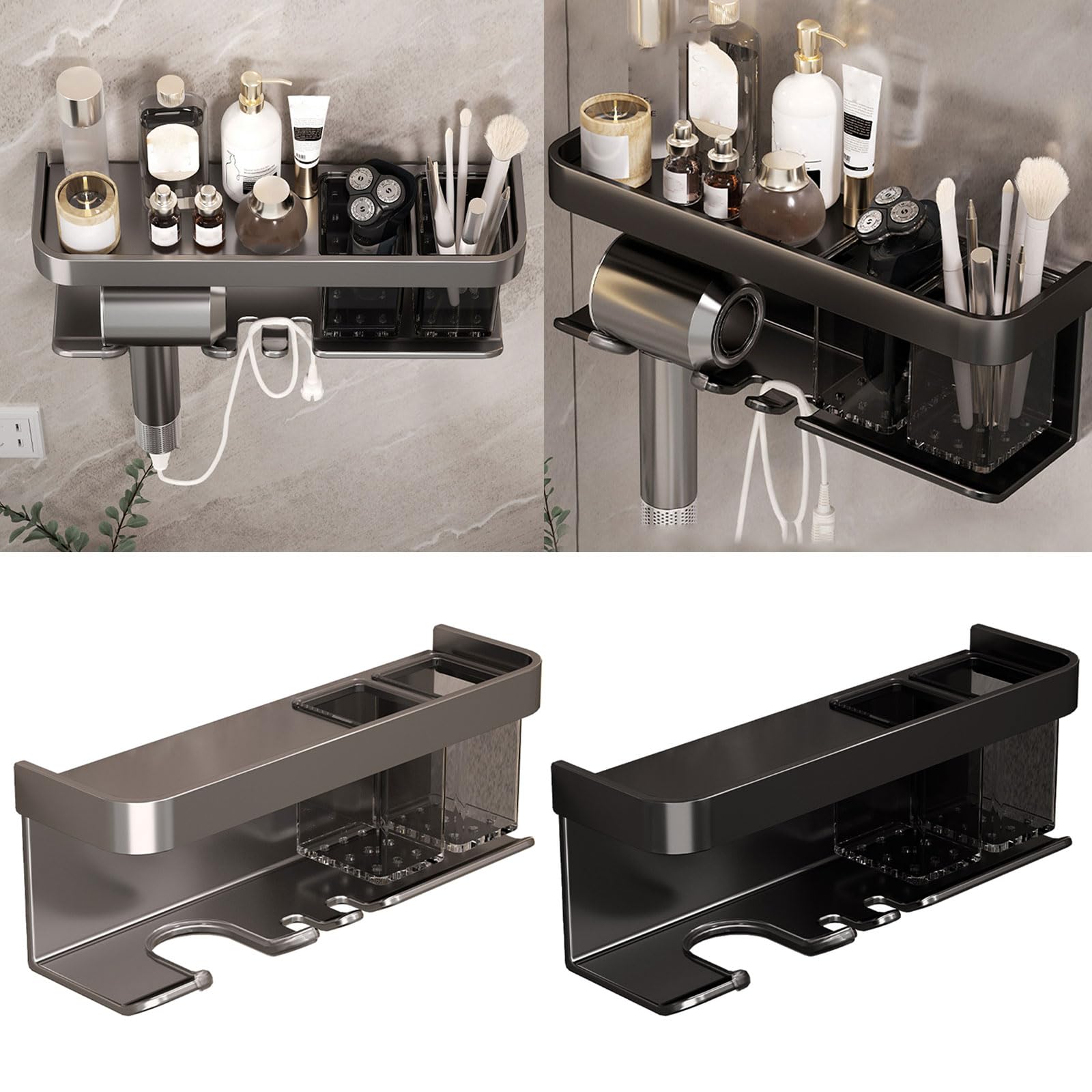 Aurgiarme Aluminum Hair Dryer Holder Trendy Stand Rack Great for Traveling Students and Business Professionals