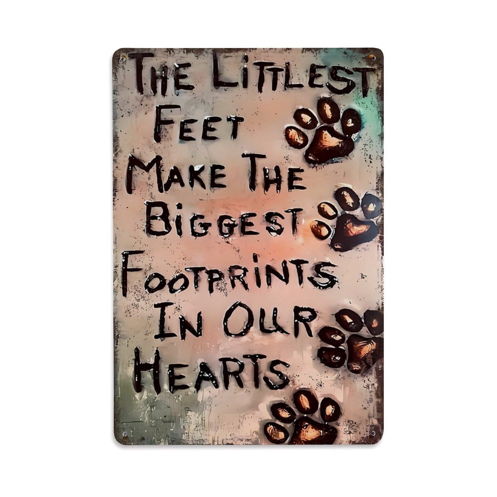 Jdfenggu Vintage Paw Prints On Heart Art Retro Metal Tin Sign, Decor Art Poster For Bar, Home, Man Cave, Kitchen, Laundry Room Gift 8X12inch