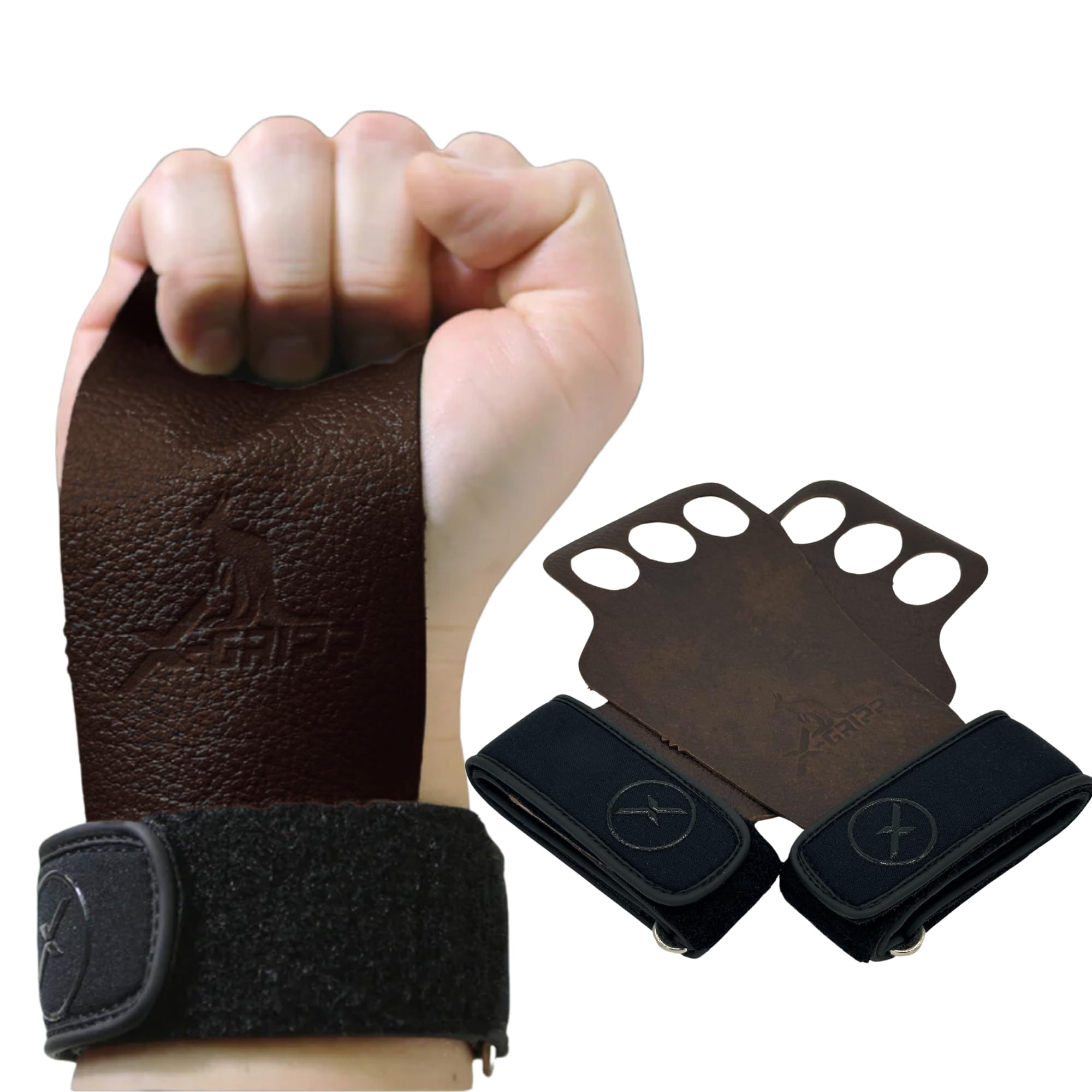 Poignées En Cuir à 2 Doigts Pour La Gym Et L'entraînement Cross