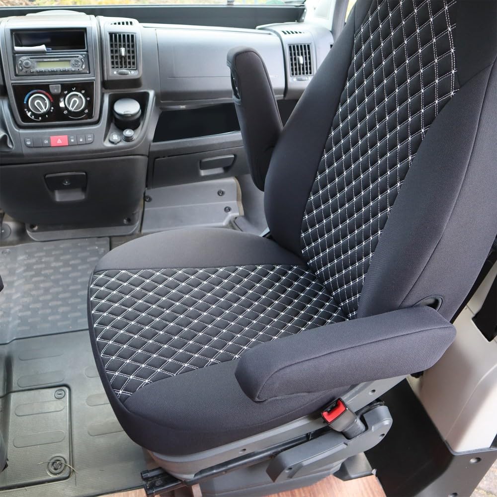 BREMER SITZBEZÜGE Wohnmobil Schonbezüge für ISRI Sitze in Schwarz/Weiß (WMI708)