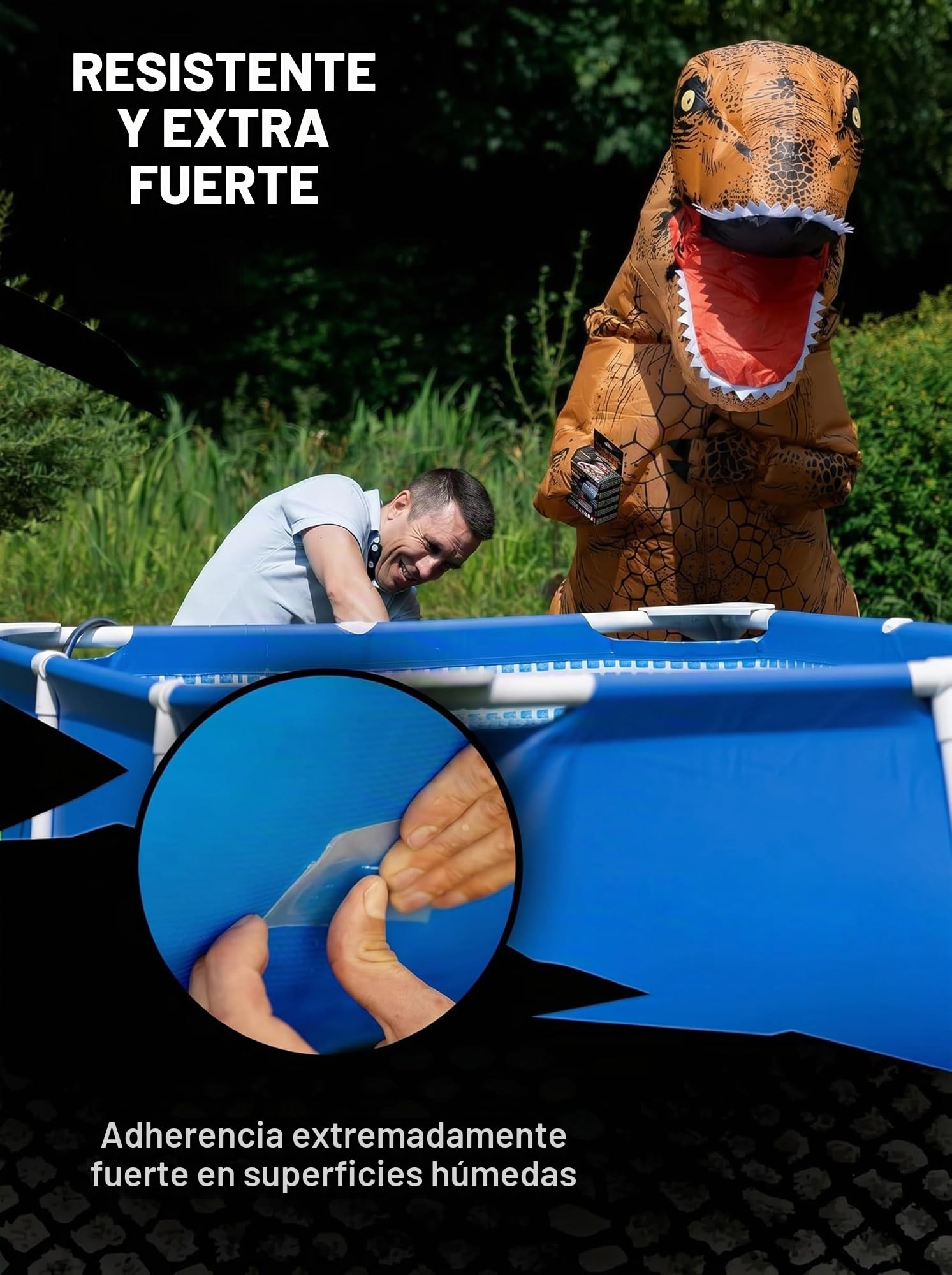 T-REX Waterproof Tape Transparent - Cinta acorazada impermeable - Cinta de sellado ideal para piscinas y exteriores - Resistente a los rayos UV y al calor - 50mm x 1,5m