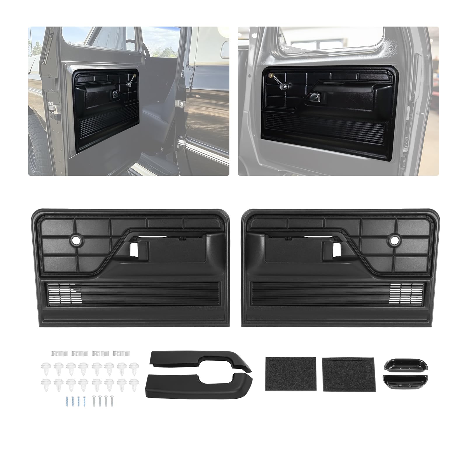 JMTAAT Front Inner Door Panel Kit Compatible with 1973-1979 Ford F100 F150 F250 F350 Bronco Door Trim Panel Arm Rest Pads Finger Cups Replacement for