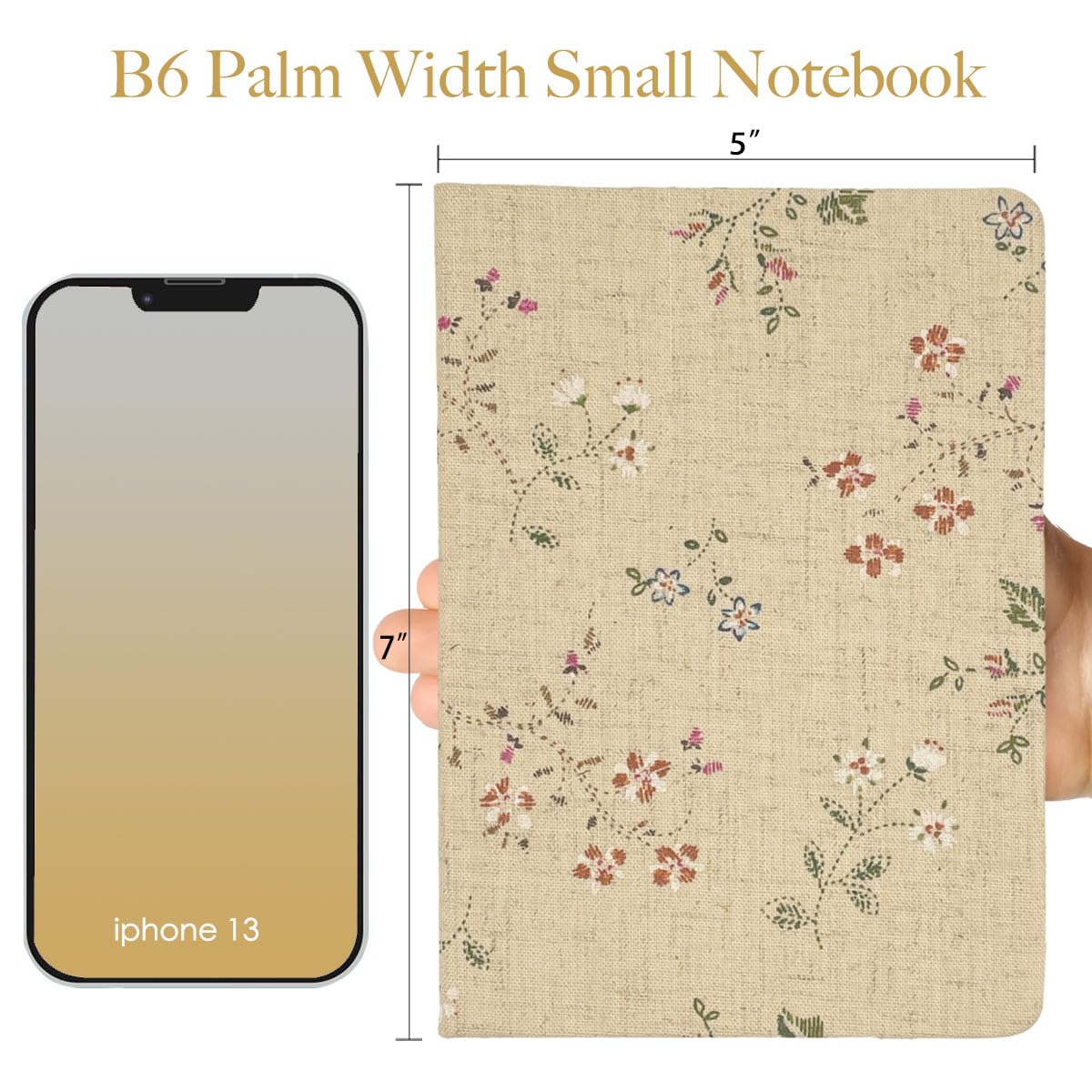 ipoul Floral Linen Journal, Similar Embroidered, Small Notebooks 5x7, Lay Flat Sketchbook, B6 Notebook, Hardcover - Image 2