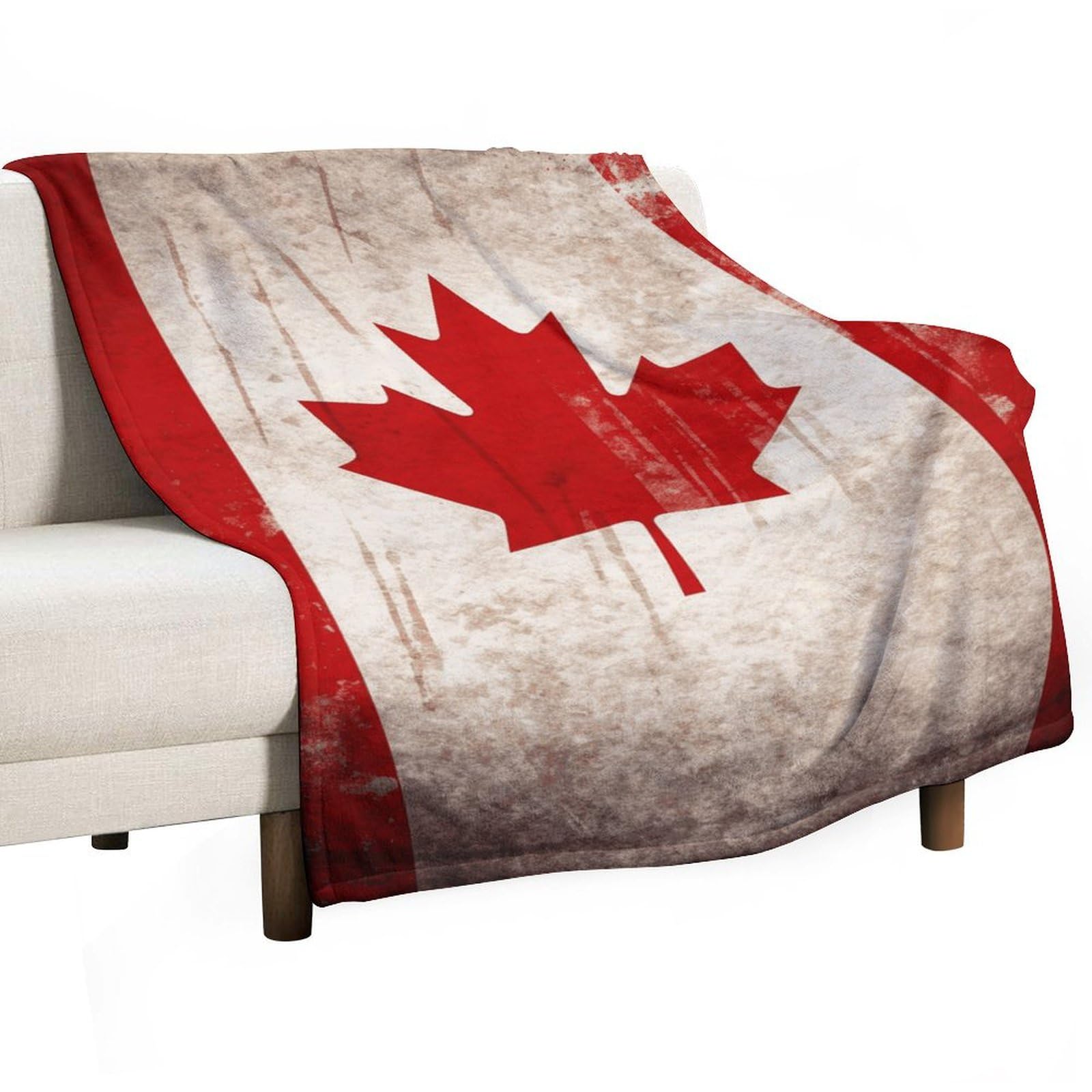 Couverture drapeau Canada en flanelle 150x200 cm pour lit et canapé