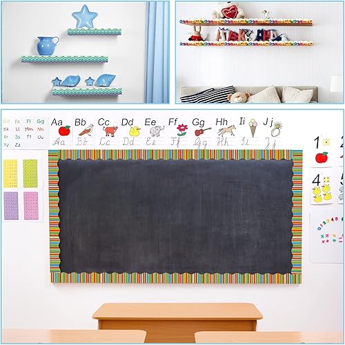 Vista 129 de Containlol Bordes de aula para tablón de anuncios, 118 pies, temática de animales de safari con ribete festoneado, tablero de anuncios colorido