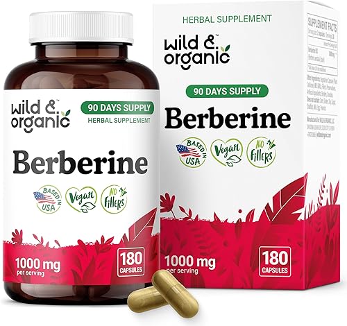 Miniatura 9 de Wild & Organic Cápsulas de suplemento de berberina de 1000 mg – Antioxidante y apoyo general – Polvo puro de berberina HCL – Corteza de Berberis
