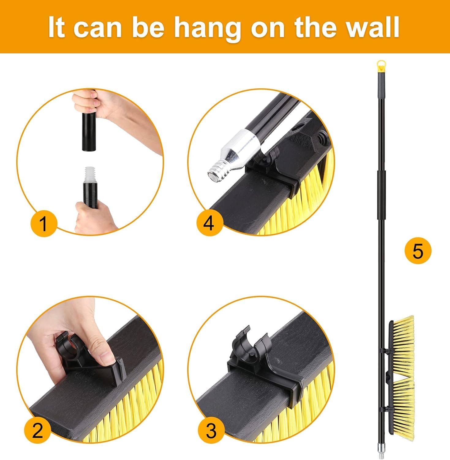 KeFanta scopa da esterno da 45 cm – resistente con manico lungo 160 cm per terrazze, vialetti, garage, cortili, magazzini e pulizia di pavimenti in cemento, giardino per