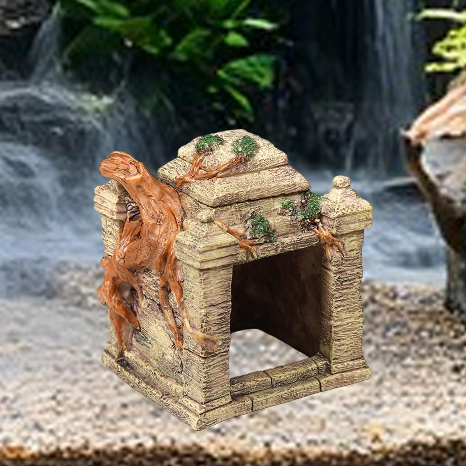 Nascondiglio In Resina Con Aspetto Roccia Per Terrario | design rupestre realistico, rifugio e zona prendisole, decorazione versatile per terrario, adatto a gechi e tartarughe