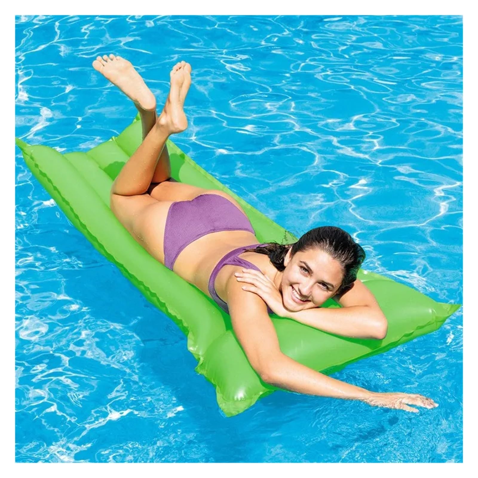 Luftmatratze Wasser Aufblasbare Schwimmmatratze for den Pool, Schwimmreifen, Wasserliege, Wasserhängematte, Schwimmring, Pool-Strand-Schwimmring(Yellow)