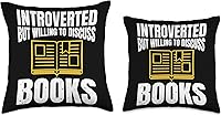 Vista 3 de Introverted But Willing To Discuss Books Quiet Introvert Throw Pillow
