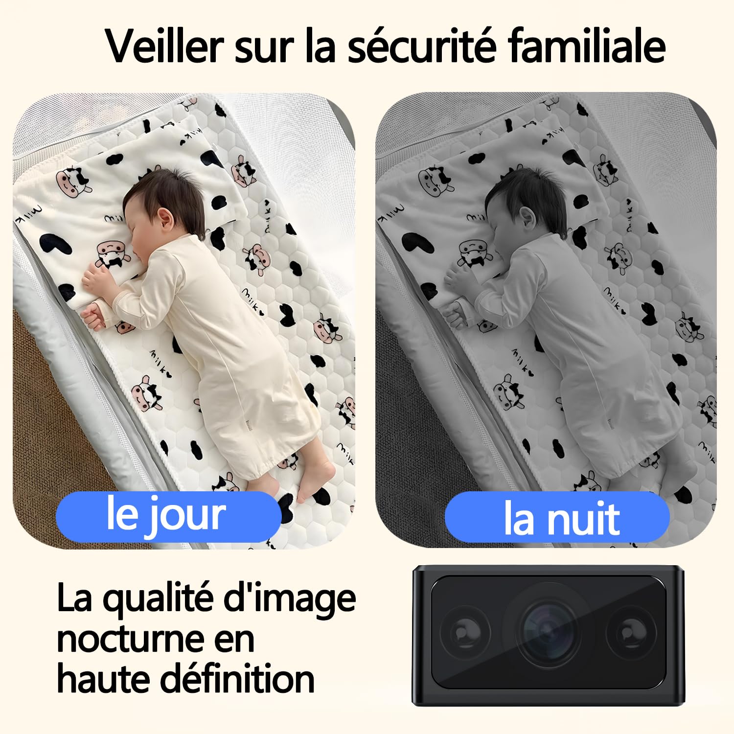 Caméra de surveillance intérieure/extérieure-Caméra cachée-Caméra HD 1080P, caméra mini-Convient pour le domicile,le bureau,la surveillance des animaux de compagnie et des enfants (sans WiFi)