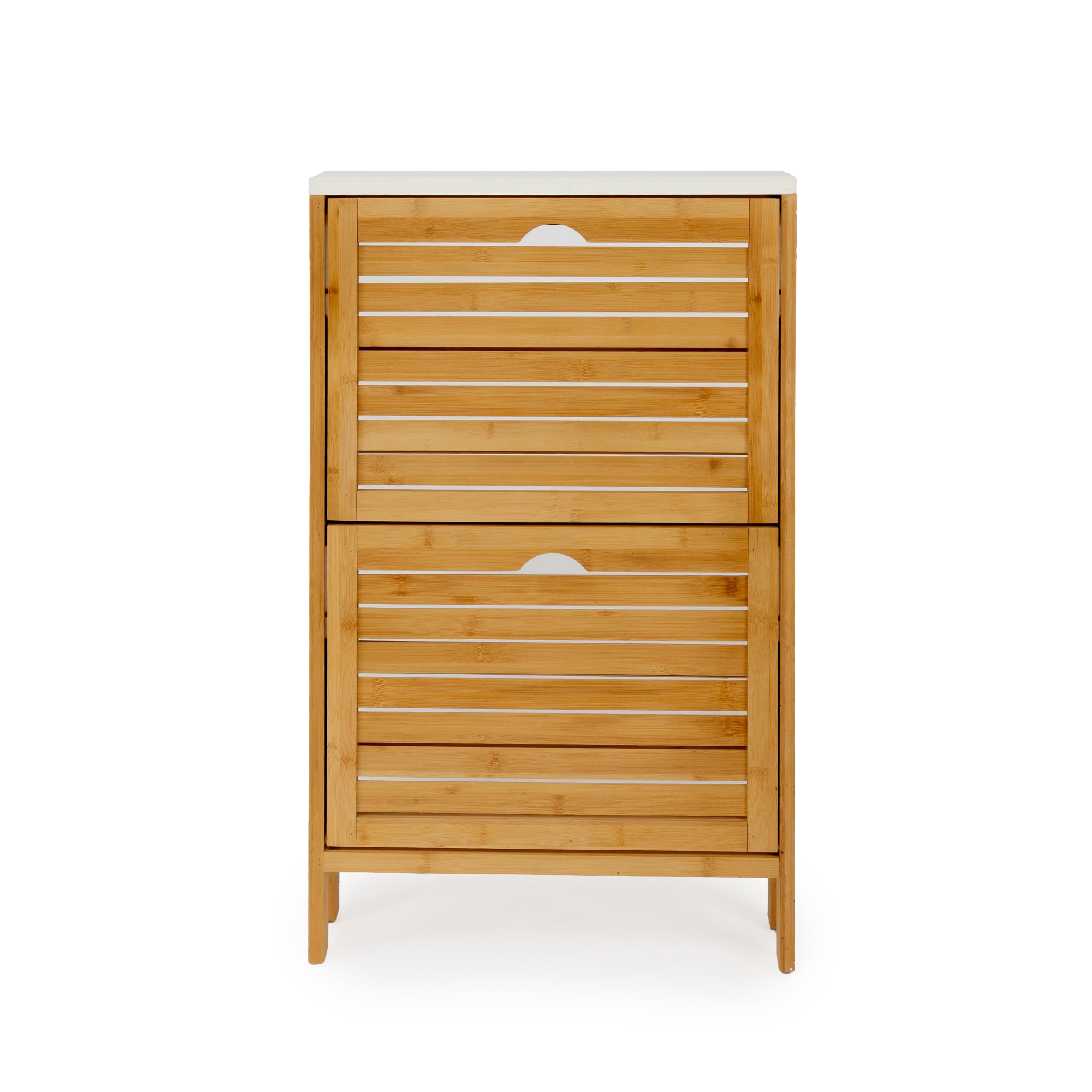 XZ-23022 Zapatero de Madera con 2 Compartimentos 80x49.5x14cm Plegable - Organizador Vertical para Zapatos,Zapatillas de Color Madera Natural