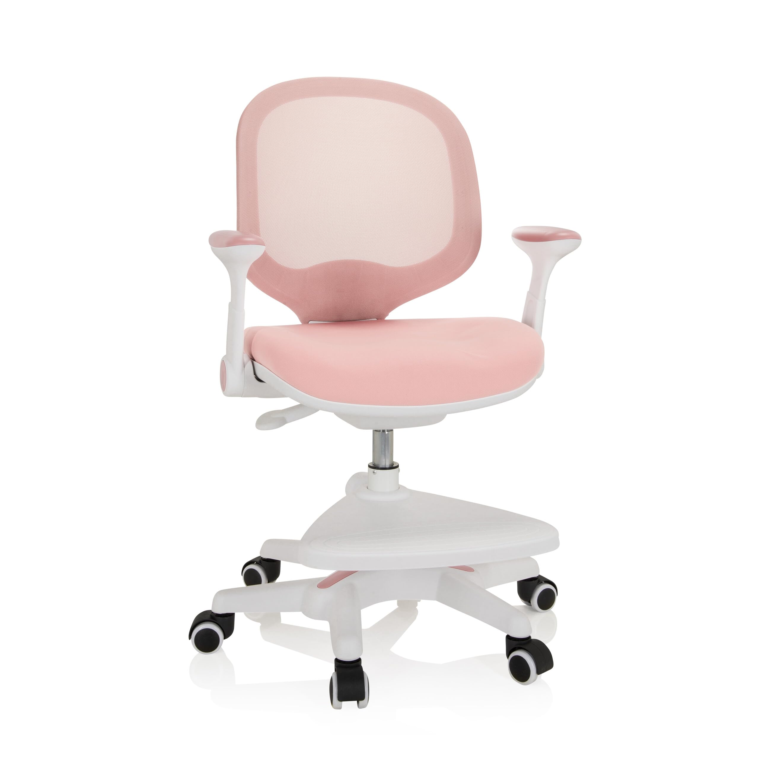 hjh OFFICE Silla para niños Silla giratoria Kid Ergo Tela/Tejido de Malla Práctico reposapiés Regulable en Altura Rosa
