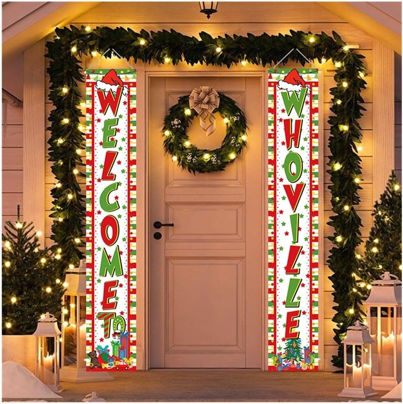 Xmas Porch Sign Decorations Christmas Decoration Couplet, Creative Event Party Decoration Flag Hanging, Atmosphere Decoration Banner, Garage Porch Banner Indoor Outdoor Party Xmas Decoration