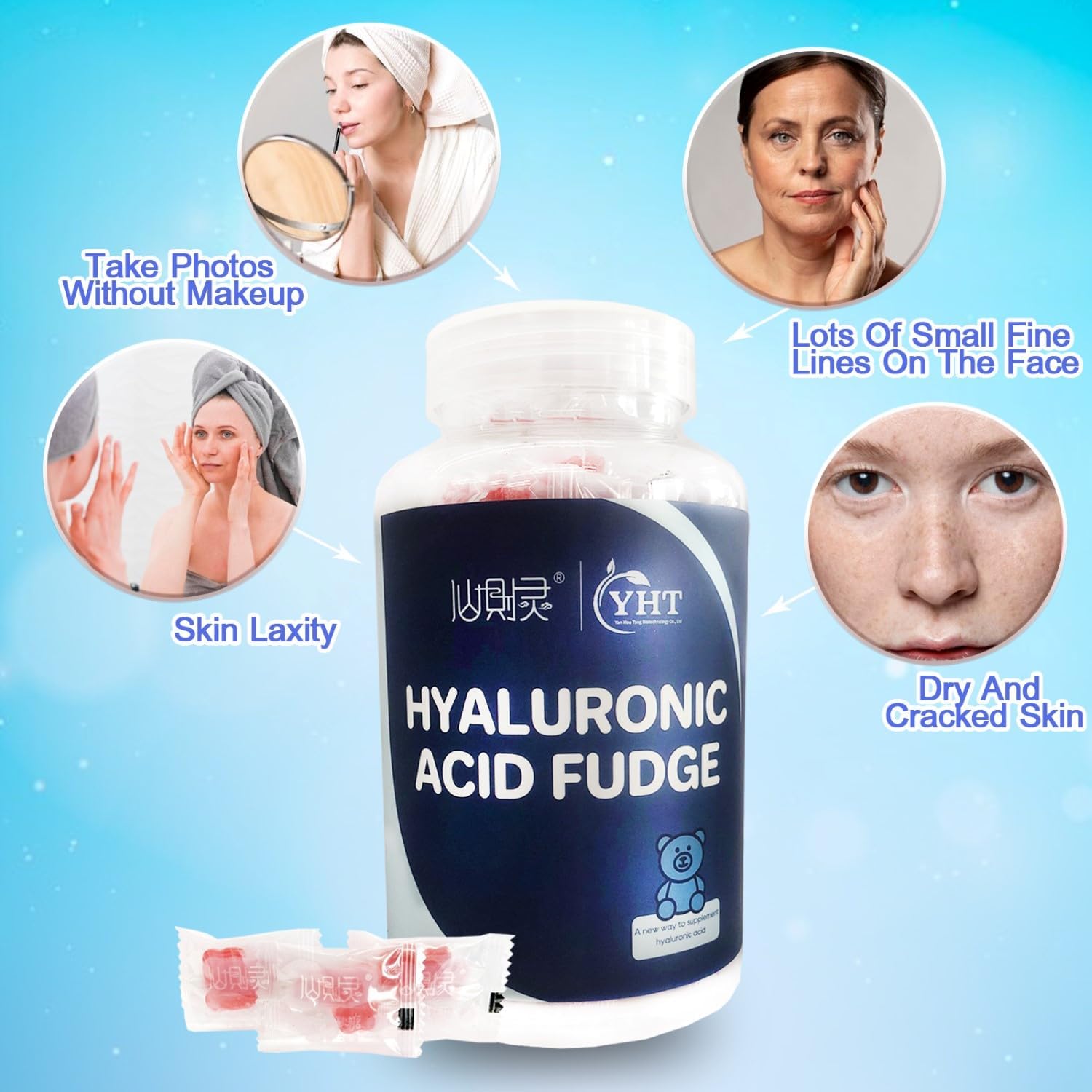 Eilin YHT Hyaluronic Acid Gummies Vitamin C Friendly to Joint Hair Skin Nails Eyes - Image 4