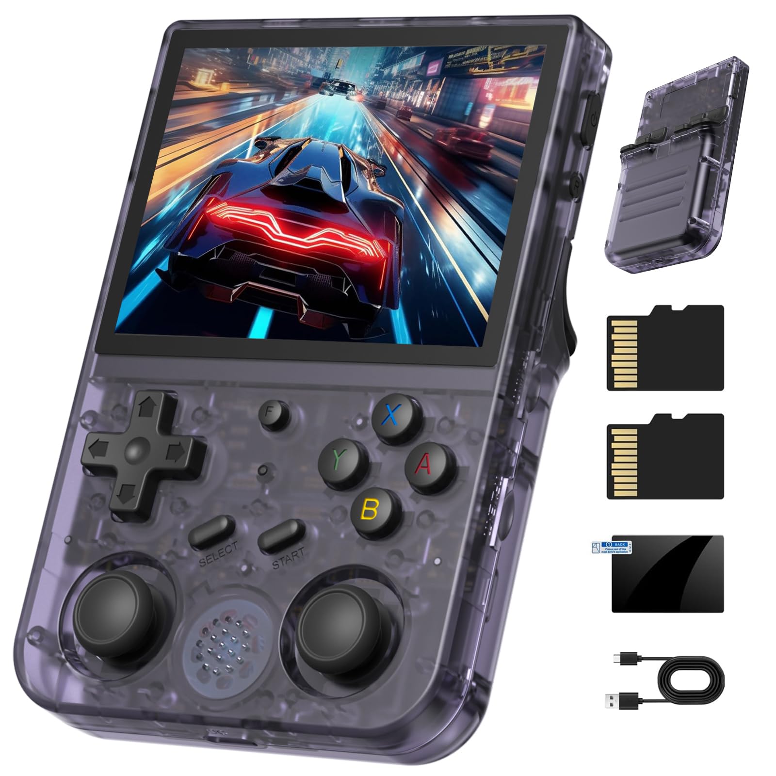 RG353V Retro Gaming Console RG353V Handheld Game Console 3.5" IPS Screen Android 11 and Linux System 64G TF Card 4420+ Classic Games RK3566 64bit Game Player Bluetooth 4.2 and 5G WiFi(Purple)