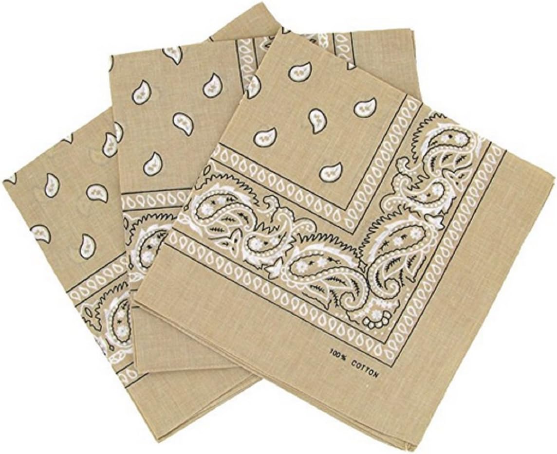 PURECITY© Bandana Original Paisley - Pañuelo de algodón puro (55 x 55 cm), diseño de cachemira, 4 # Beige, Talla única