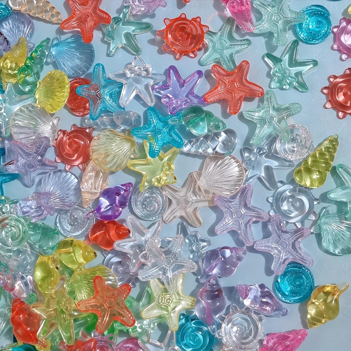 60 conchas decorativas artificiales coloridas, creativas y transparentes para acuarios y peceras, conchas, estrellas de mar, playa, piscina, decoración de eventos de fiesta, bricolaje, — view 3