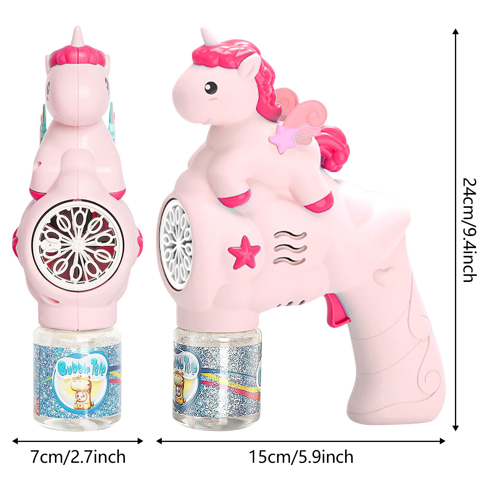 Machine à Bulles, Pistolet A Bulles Pour Enfant, Mitrailleuse à Bulles Licorne, Machine A Bulles Automatique 10 000 Bulles/Minute, Avec Bulles De Savon 90 Ml Pour Enfants/Cadeaux D'anniversaire/Fêtes - 3