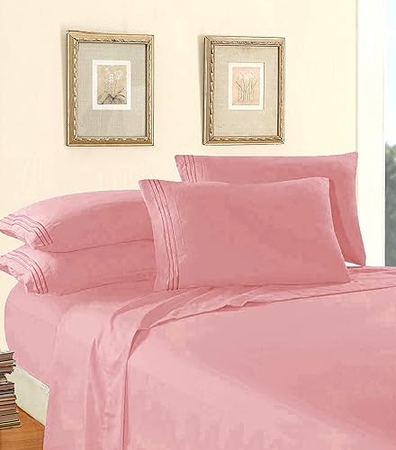 Vista 290 de Elegance Linen® - Juego de sábanas de 4 piezas, resistente a las arrugas, 1500 hilos, ultrasuaves, esquinas tipo bolsillos profundos de hasta 16