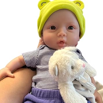 YIQI 18.5 inches Full Silicone Newborn Baby Doll not Vinyl Soft Silicone Baby Lifelike Reborn Doll Present Collectible Washable Wheaten Color