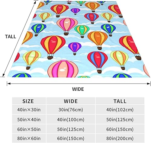 Miniatura 6 de Manta de globo aerostático de 50 x 60 pulgadas, manta de franela de vellón para adultos, diseño de nube de dibujos animados suave y globo, manta