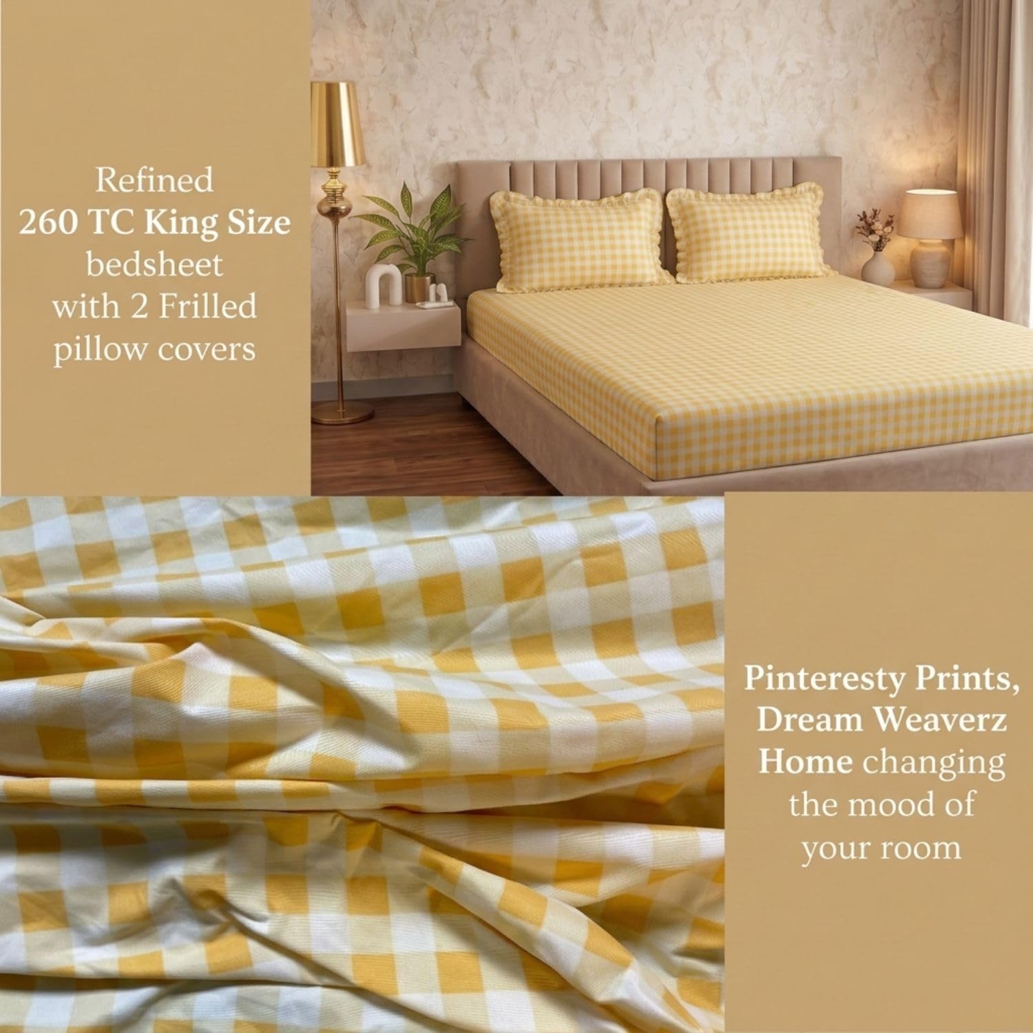 Boho Fitted Bedsheet - Yellow Abstract Design -3