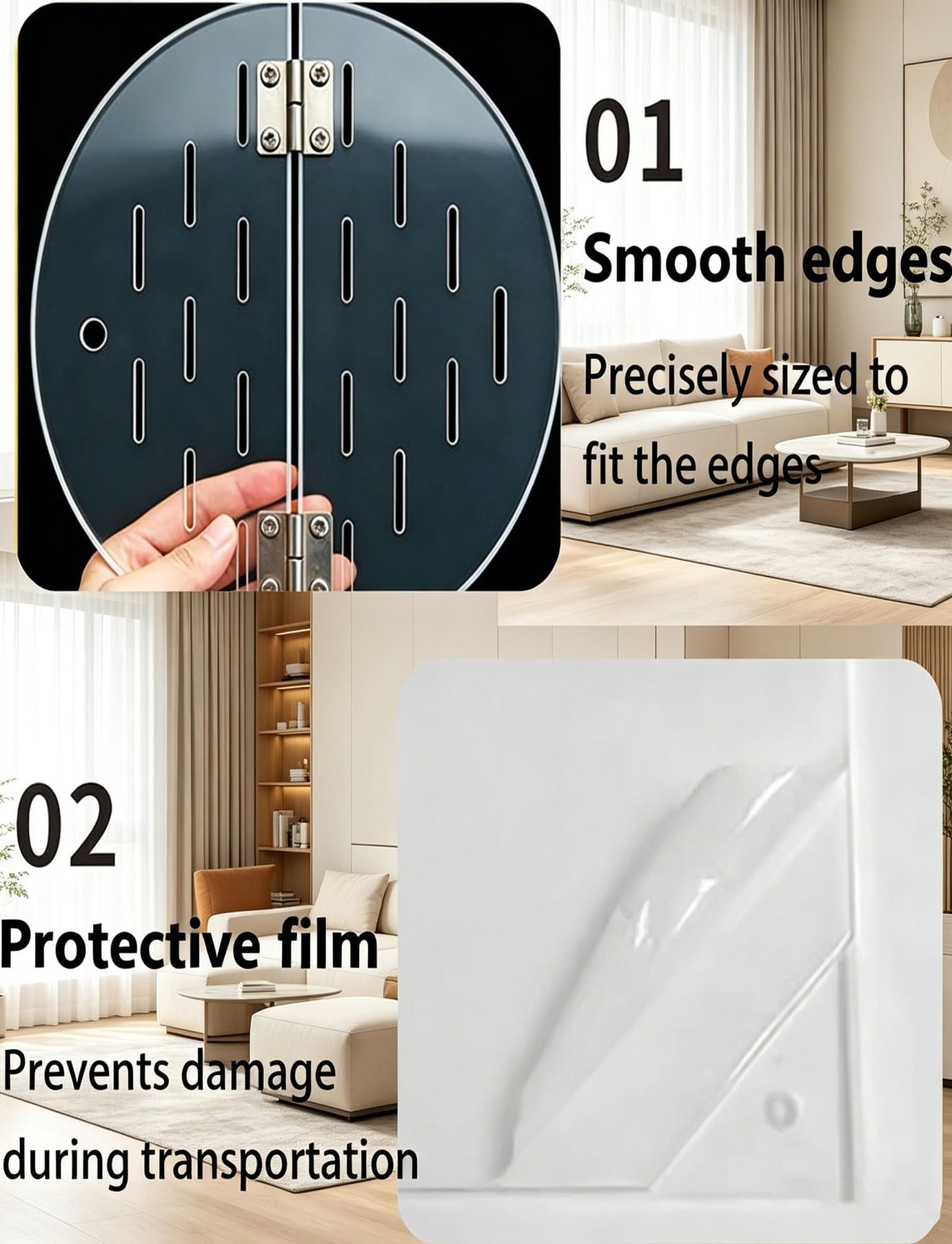 Genérico Cubierta de Acuario acrílica Redonda Gruesa de 3mm, Panel Superior de pecera Personalizable,(55cm/21.65in)