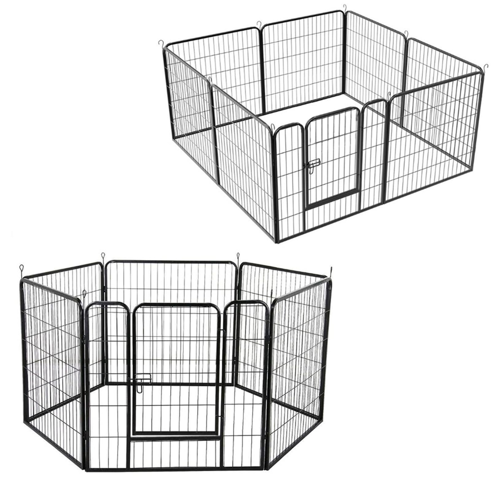 Homewell - Valla plegable para mascotas (8 unidades, 80 x 60 cm, valla de metal para mascotas, valla de juego para mascotas y uso en interiores y exteriores
