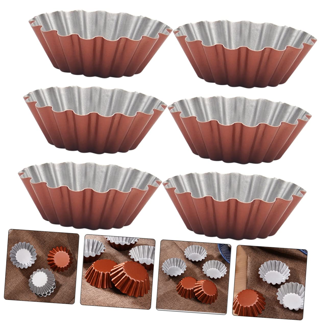 Alipis Piezas Molde Redondo Para Tarta De Huevo Moldes Para Tartas Lavables Suministro Para Hornear Molde Para Hornear Multifunción Molde De Gelatina Pudín Acero De Alto Carbono Brown