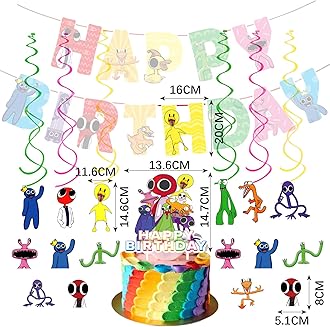 Rainbow Friends JEEON Flag Card Spin Birthday Supplies Kids Ornaments Christmas Halloween Party Decorations