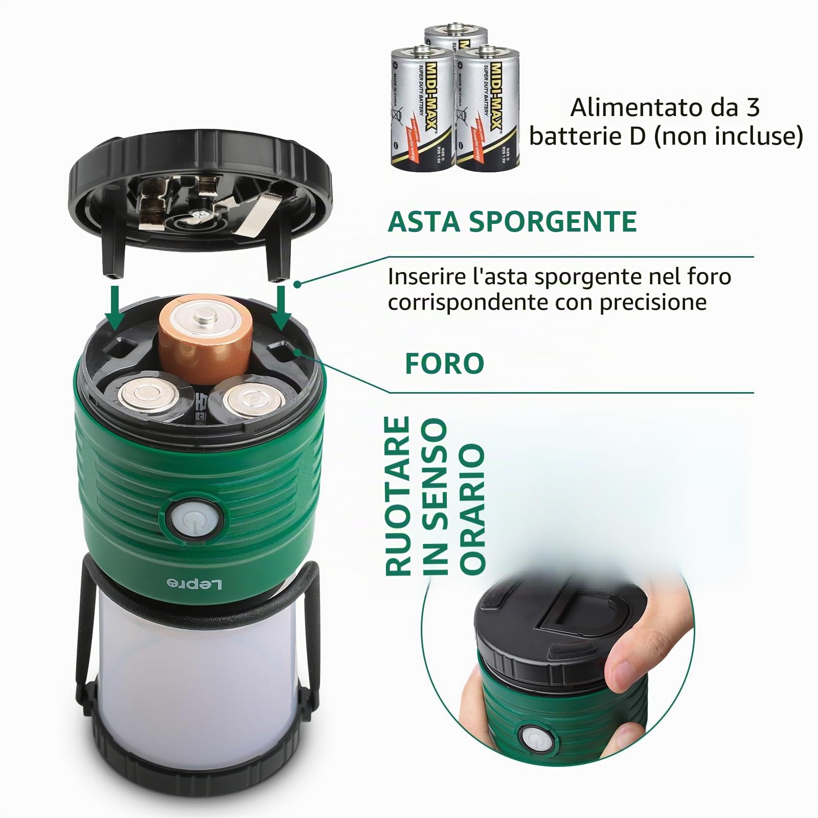 Lepro Lampada da Campeggio Impermeabile, Lanterna da Campeggio LED 1500 lumen, 4 Modalità di Illuminazione, Luce per Campeggio Esterno per Interruzioni di Corrente, Escursionismo, Emergenza, Pesca