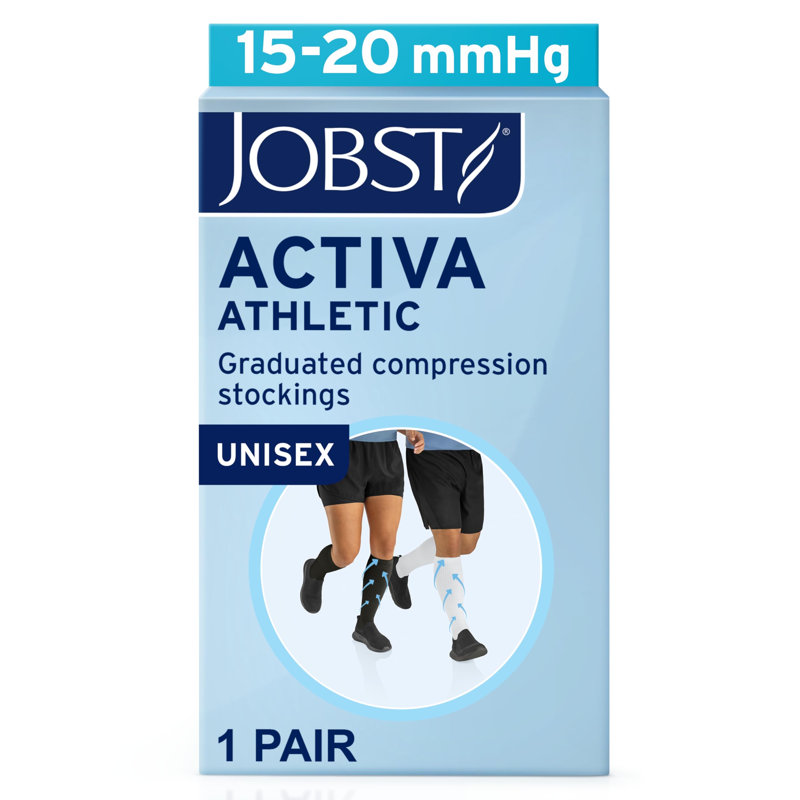 JOBST ACTIVA Athletic 15-20 mmHg Kompressionsstrümpfe kniehoch, geschlossener Zehenbereich