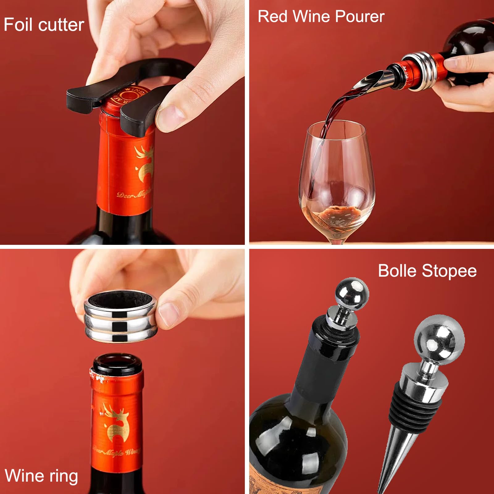 Tire Bouchon, 10 Pièces Ouvre Bouteille De Vin, Ensembles D'accessoires