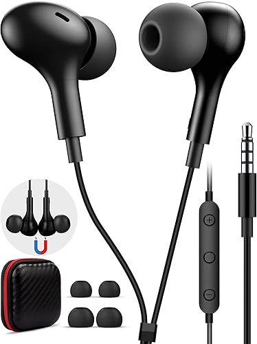 Auriculares con cable con micrófono para Chormebook PC, conector magnético de 0.138 in, auriculares estéreo para iPhone para iPad para Samsung A15