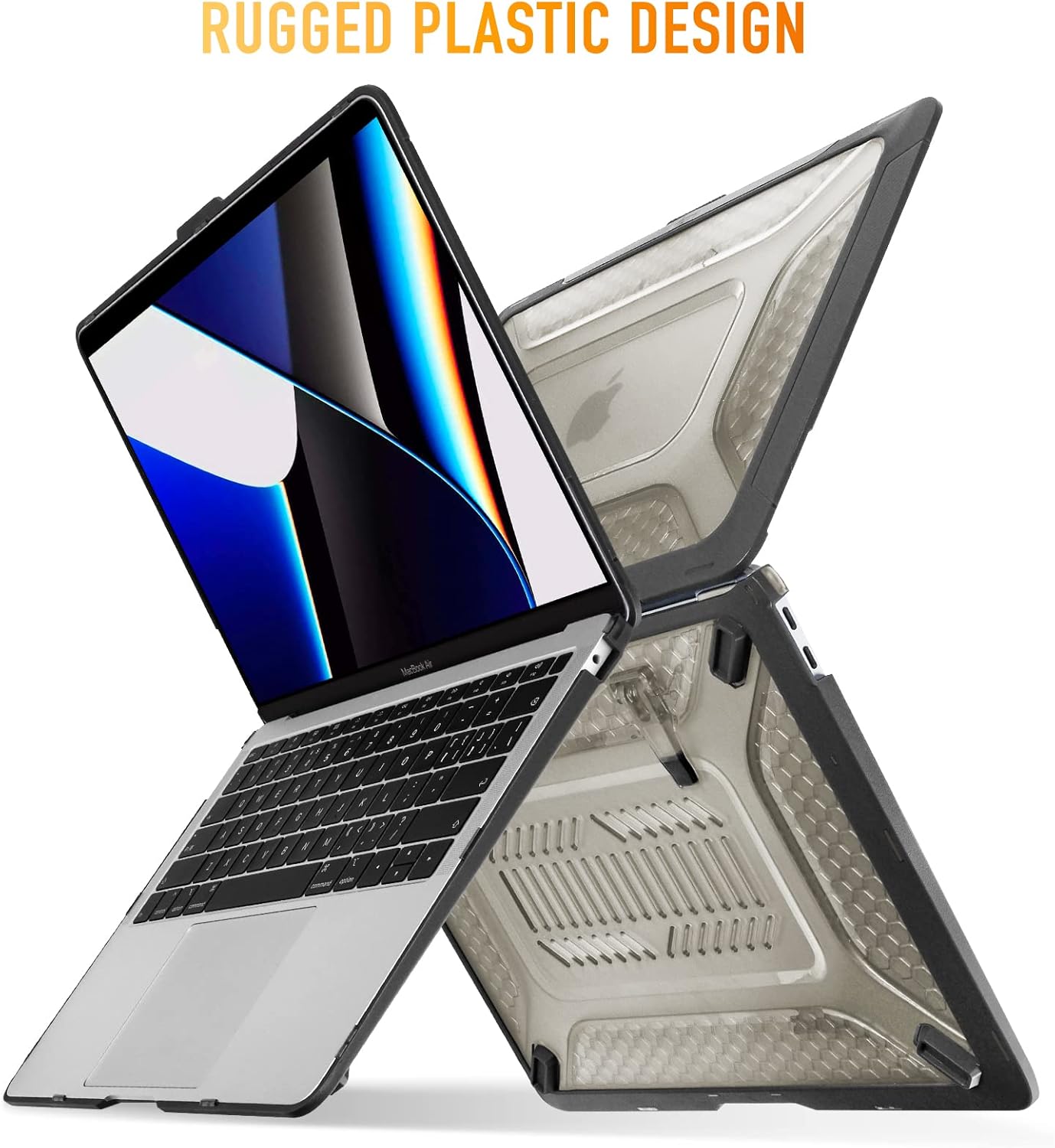[ 2022 Honeycomb Fold Kickstand ] May Chen Compatible with MacBook Pro 16 inch Case with Touch Bar, 2019 2020 Release Model A2141, Heavy Duty Dual Layer Hard Shell Case Cover with TPU Bumper，Sky Black