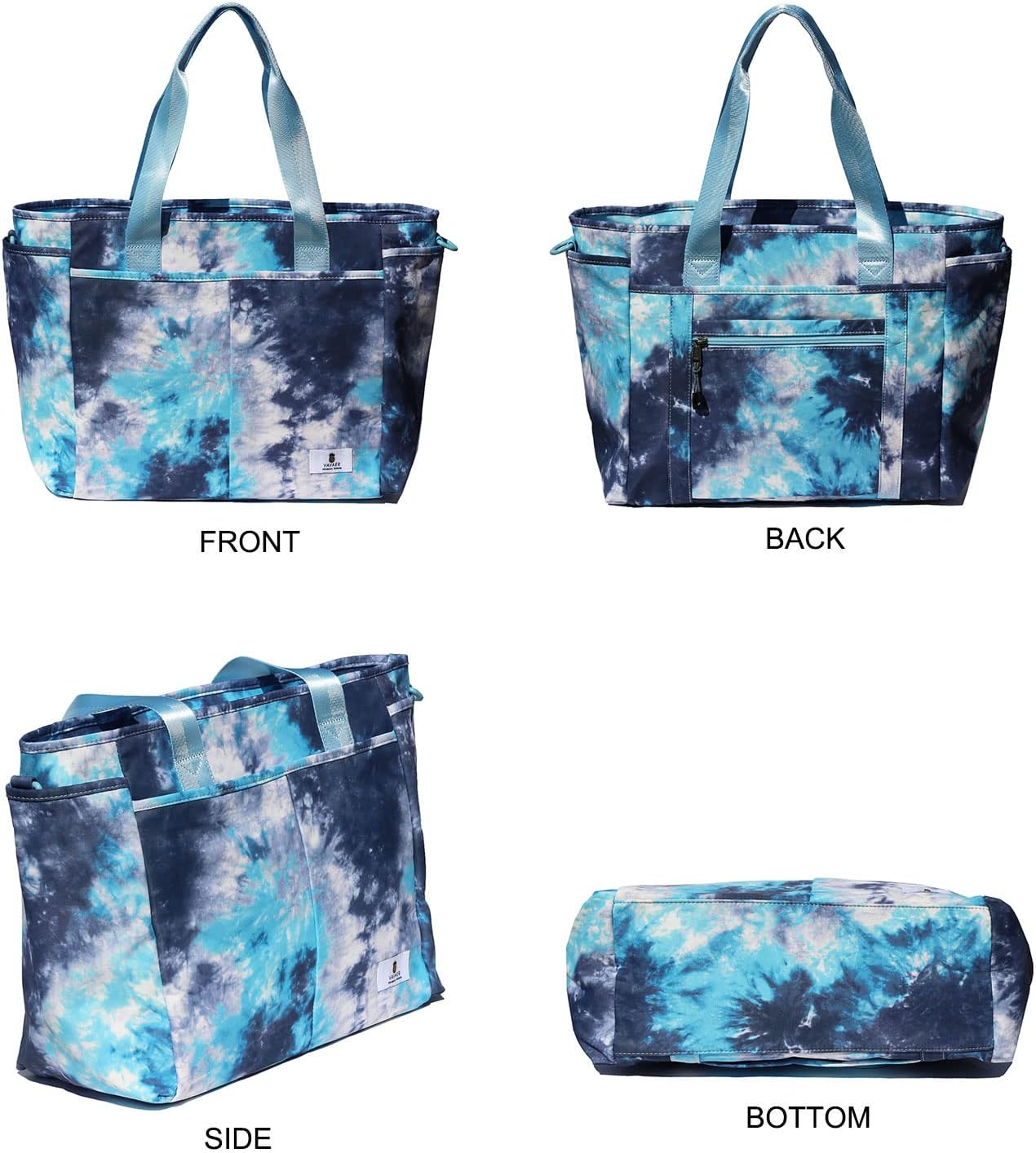 review Women Weekender Overnight Travel Shoulder Bag Overnight Carry-on Duffel Gym Tote Luggage (F Blue Gray tie-dyed)