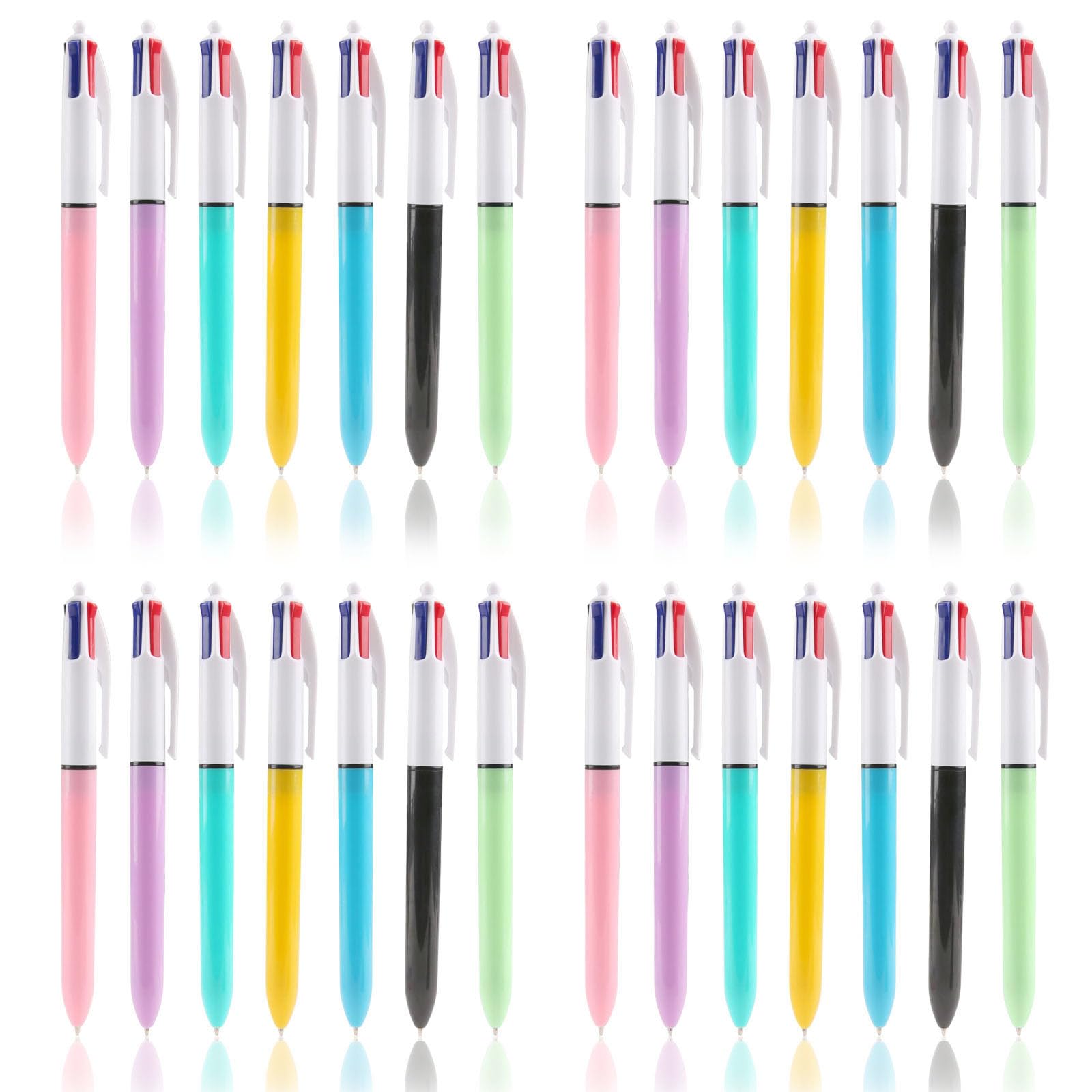 Alrens 28PCS Retractable Multi pens 4 In 1 Pen Four Colour Pen Multi Coloured Pens 1.0mm for School Office Supplies, Students Gift