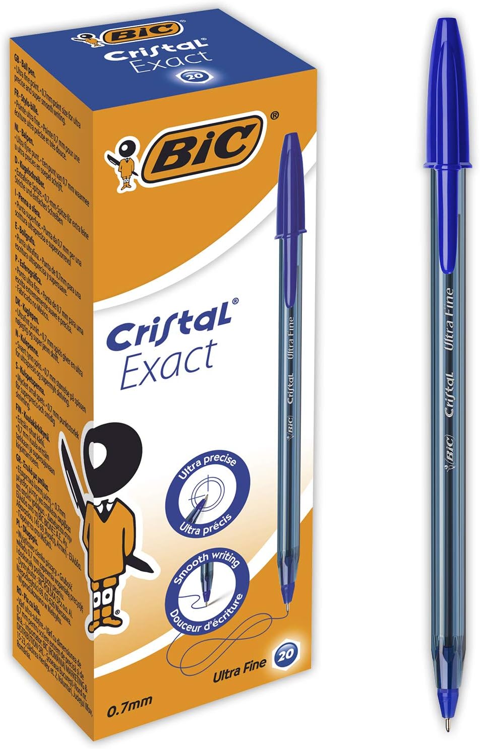 Crystal Exact Fine Point Pens (0.7 mm) - Blue, Box of 20