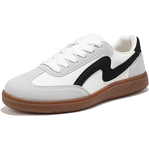 IDIFU Womens Casual Sneakers Comfortable Cute Casual Tennis Shoes Non Slip Memory Foam Lightweight Fashion Retro Sneakers